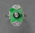 Art Deco Jade Onyx And Diamond Ring
